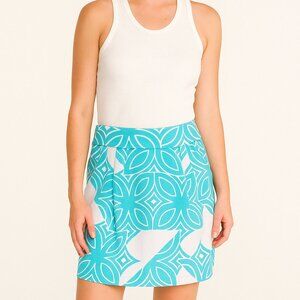 Trina Turk LA Mid-Mod Aqua Breezeway Pattern Mini Skirt